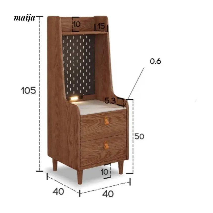 Memory Solid Wood Bedside Table from AI
