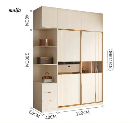 MEIHOUSE Cream Sliding Door Minimalist Bedroom Wardrobe Finished Cabinet from MEIHOUSE
