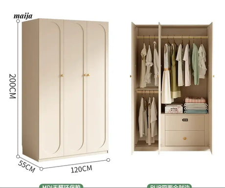 MEIHOUSE French Cream Wardrobe Bedroom Finished Large Storage Cabinet from MEIHOUSE