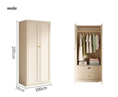 MEIHOUSE French Cream Wardrobe Bedroom Economical Flat Door Storage from MEIHOUSE