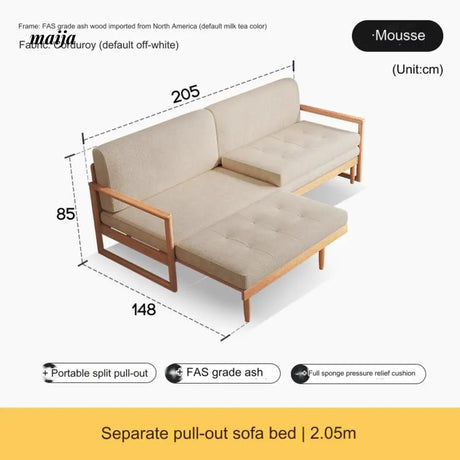 Retro Solid Wood Extendable Sofa Bed from AI