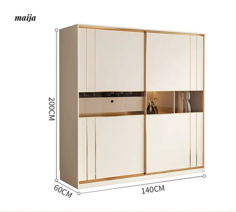 MEIHOUSE Cream Sliding Door Minimalist Bedroom Wardrobe Finished Cabinet from MEIHOUSE