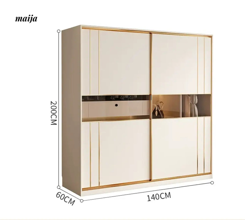 MEIHOUSE Cream Sliding Door Minimalist Bedroom Wardrobe Finished Cabinet from MEIHOUSE