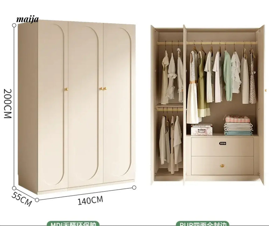MEIHOUSE French Cream Wardrobe Bedroom Finished Large Storage Cabinet from MEIHOUSE