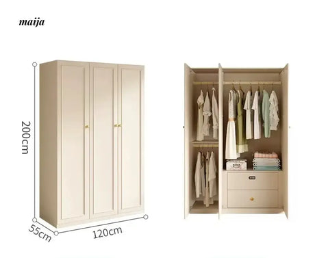 MEIHOUSE French Cream Wardrobe Bedroom Economical Flat Door Storage from MEIHOUSE