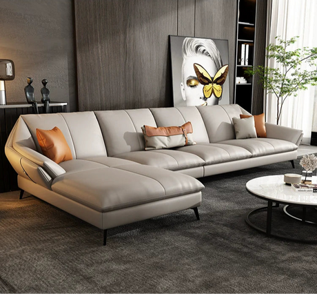 DIPU Harper Minimalist Leather Scandinavian Sofa from DIPU