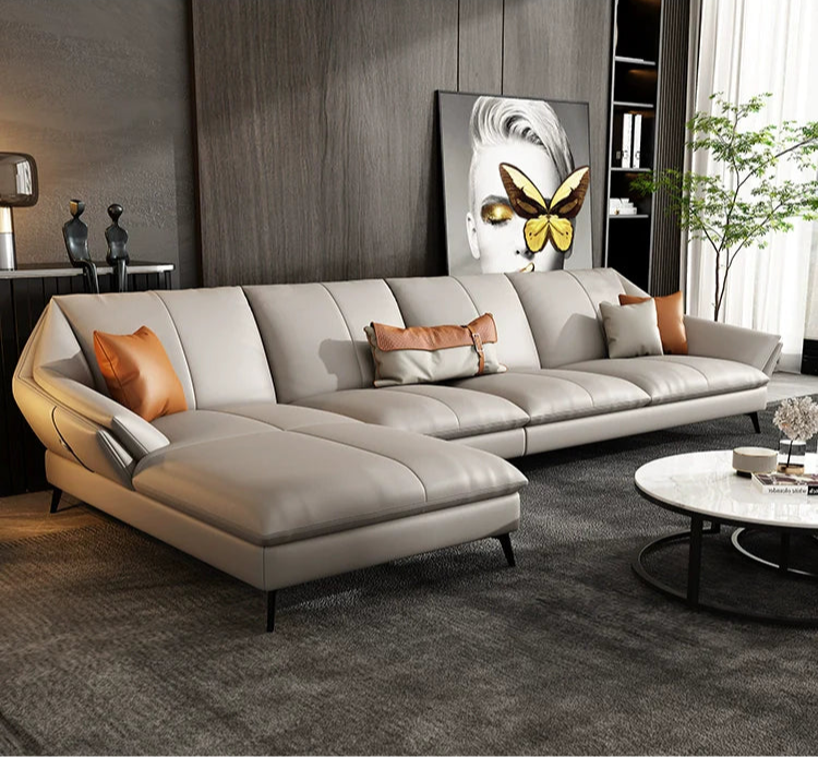 DIPU Harper Minimalist Leather Scandinavian Sofa from DIPU