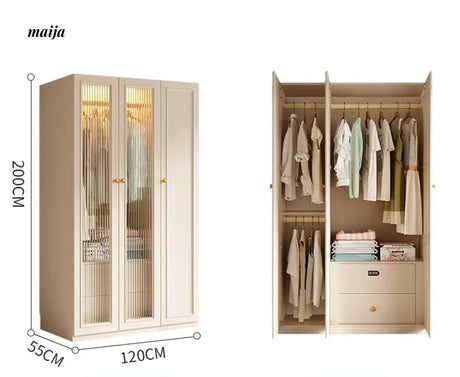MEIHOUSE French Cream Wardrobe Bedroom Economical Flat Door Storage from MEIHOUSE
