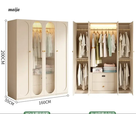 MEIHOUSE French Cream Wardrobe Bedroom Finished Large Storage Cabinet from MEIHOUSE