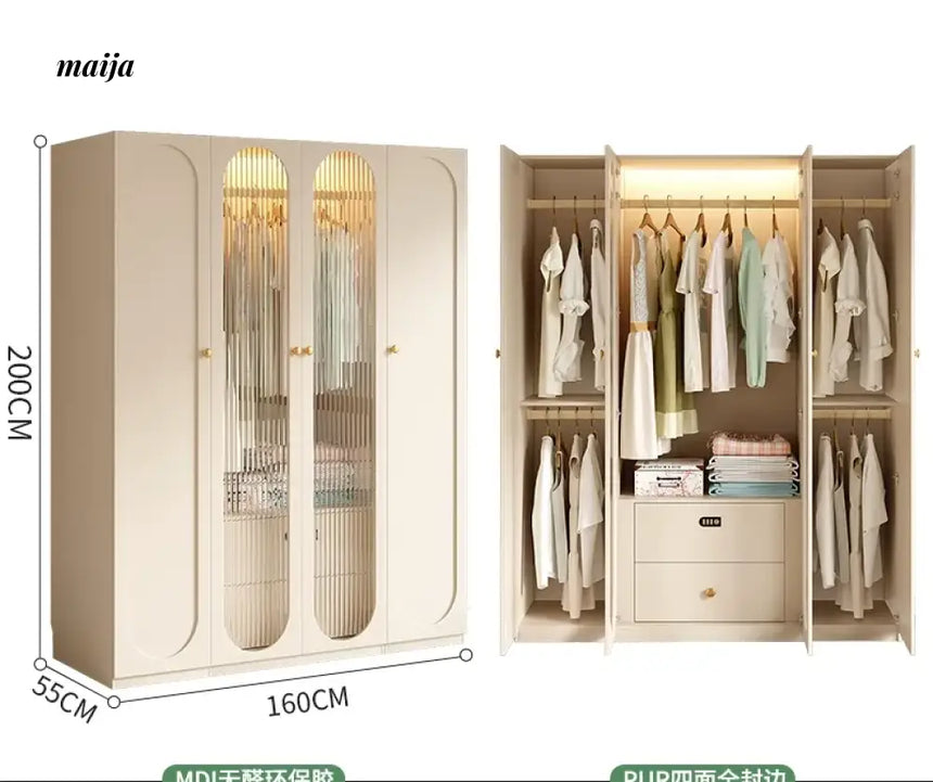 MEIHOUSE French Cream Wardrobe Bedroom Finished Large Storage Cabinet from MEIHOUSE