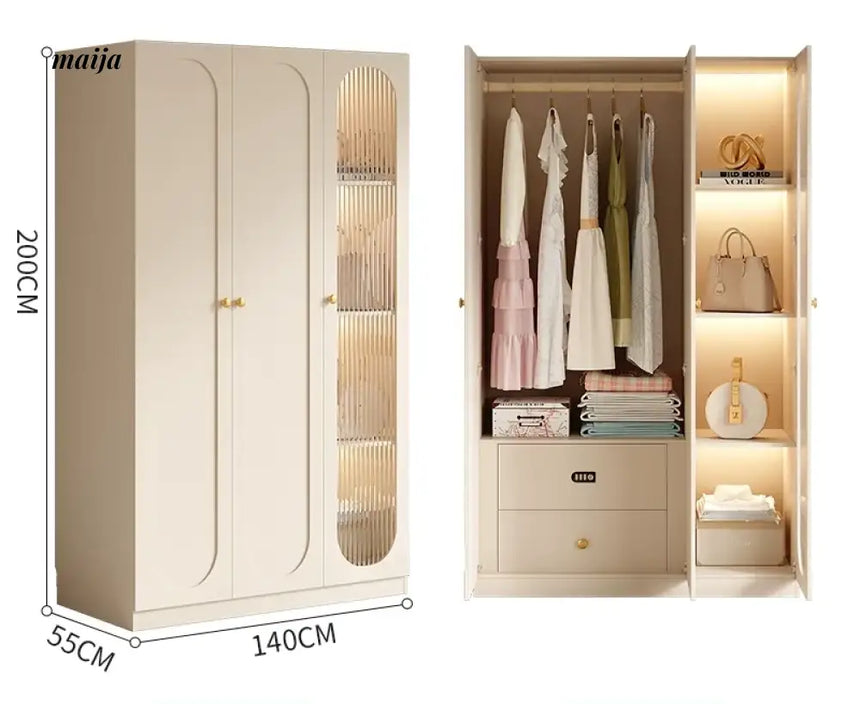 MEIHOUSE French Cream Bedroom Wardrobe Modern Assembled Cabinet from MEIHOUSE