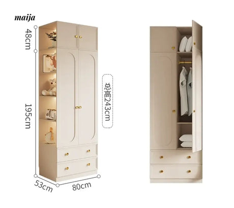 MEIHOUSE French Cream Wardrobe Modern Bedroom Storage Cabinet from MEIHOUSE