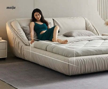 Alastair Minimalistic Leather Bed from maija