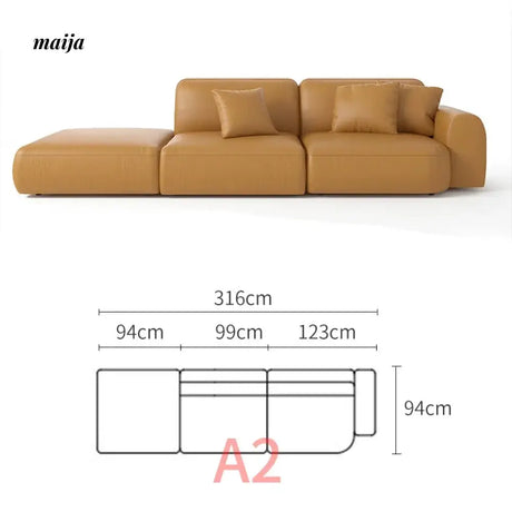 NAVI Emelie Leather Curve Sofa from NAVI