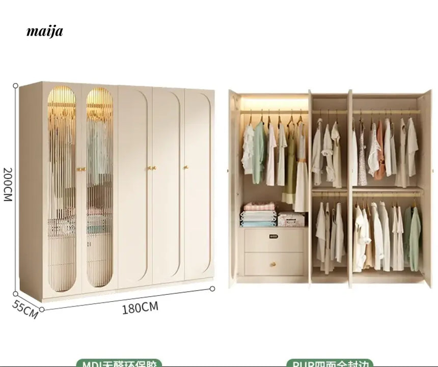 MEIHOUSE French Cream Wardrobe Bedroom Finished Large Storage Cabinet from MEIHOUSE