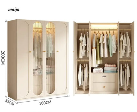 MEIHOUSE French Cream Bedroom Wardrobe Modern Assembled Cabinet from MEIHOUSE