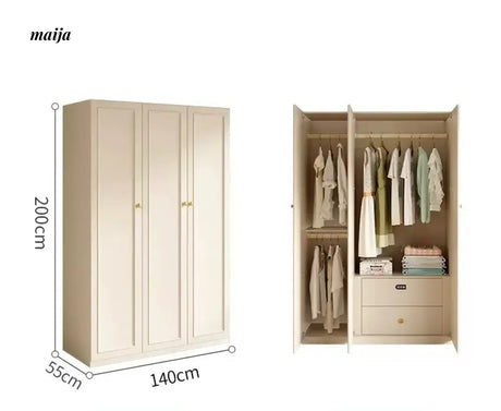 MEIHOUSE French Cream Wardrobe Bedroom Economical Flat Door Storage from MEIHOUSE