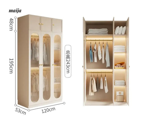 MEIHOUSE French Cream Wardrobe Modern Bedroom Storage Cabinet from MEIHOUSE