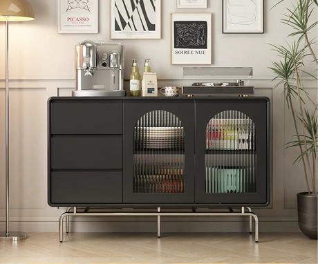 LINYUE Calla French Retro Stainless Steel Dining Sideboard from LINYUE