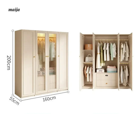 MEIHOUSE French Cream Wardrobe Bedroom Economical Flat Door Storage from MEIHOUSE