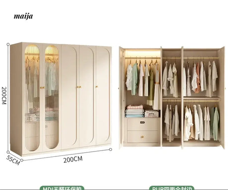 MEIHOUSE French Cream Wardrobe Bedroom Finished Large Storage Cabinet from MEIHOUSE