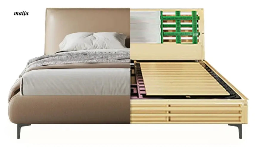 Minimalist Soft Leather Bed from maija