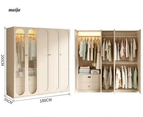 MEIHOUSE French Cream Bedroom Wardrobe Modern Assembled Cabinet from MEIHOUSE