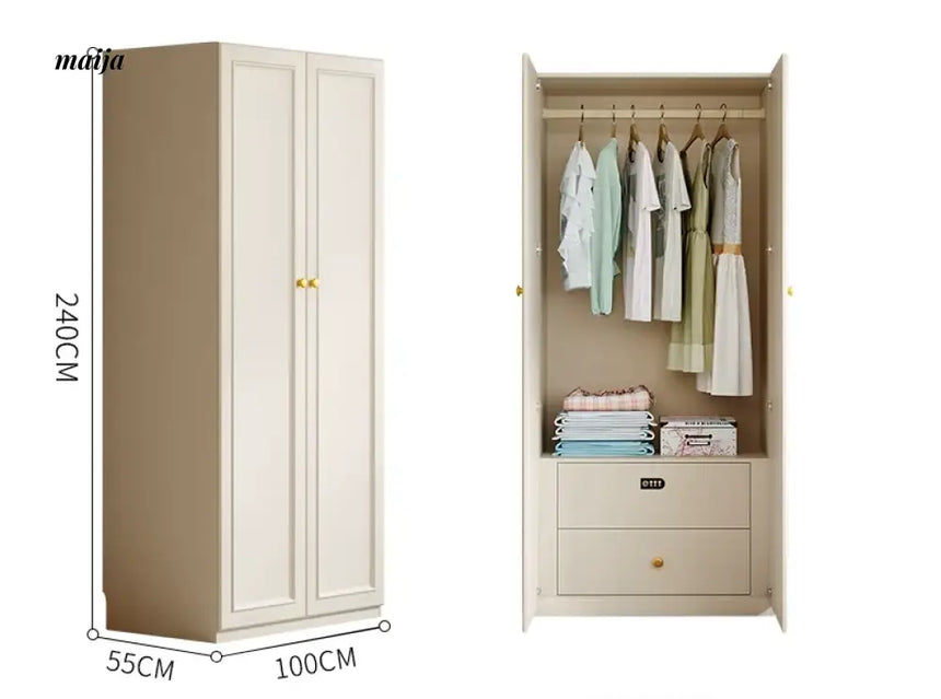 MEIHOUSE French Cream European Pine Wardrobe Bedroom Storage Cabinet from MEIHOUSE