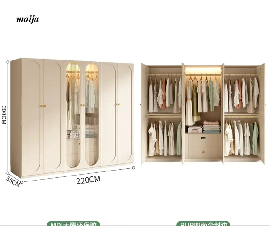 MEIHOUSE French Cream Wardrobe Bedroom Finished Large Storage Cabinet from MEIHOUSE