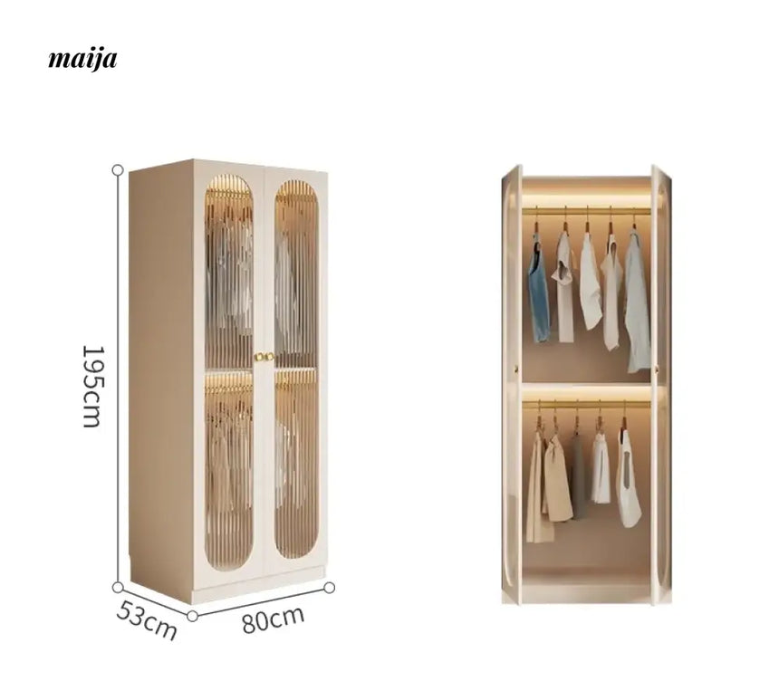 MEIHOUSE French Light Luxury Glass Door Bedroom Wardrobe Locker from MEIHOUSE