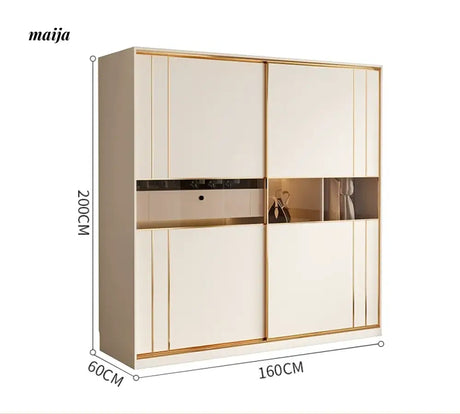 MEIHOUSE Cream Sliding Door Minimalist Bedroom Wardrobe Finished Cabinet from MEIHOUSE