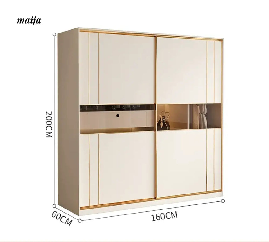 MEIHOUSE Cream Sliding Door Minimalist Bedroom Wardrobe Finished Cabinet from MEIHOUSE