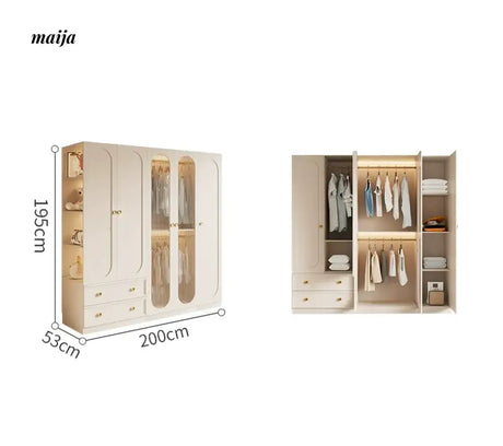 MEIHOUSE French Cream Wardrobe Modern Bedroom Storage Cabinet from MEIHOUSE