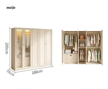 MEIHOUSE French Cream Wardrobe Bedroom Economical Flat Door Storage from MEIHOUSE