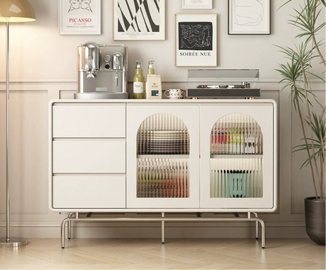LINYUE Calla French Retro Stainless Steel Dining Sideboard from LINYUE