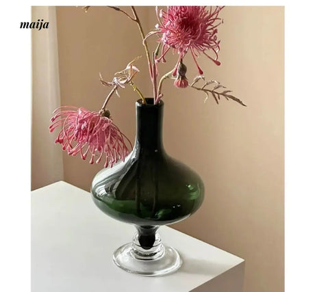 GUIFOU Narrow Mouth Green Glass Vase from GUIFOU