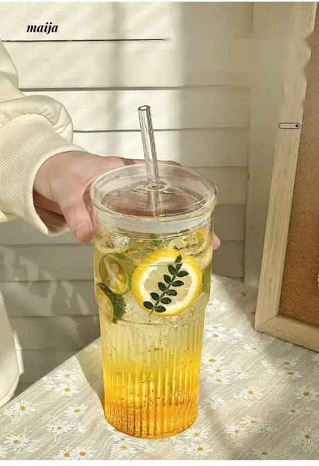 BANKE Large Capacity Glass Cup with Lid and Straw from BANKE