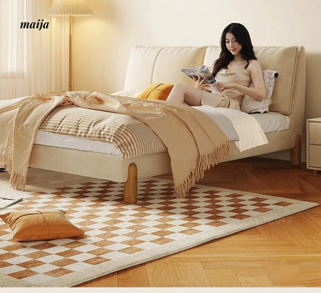YUMENG Solid Wood Fabric Bed from MEIHOUSE