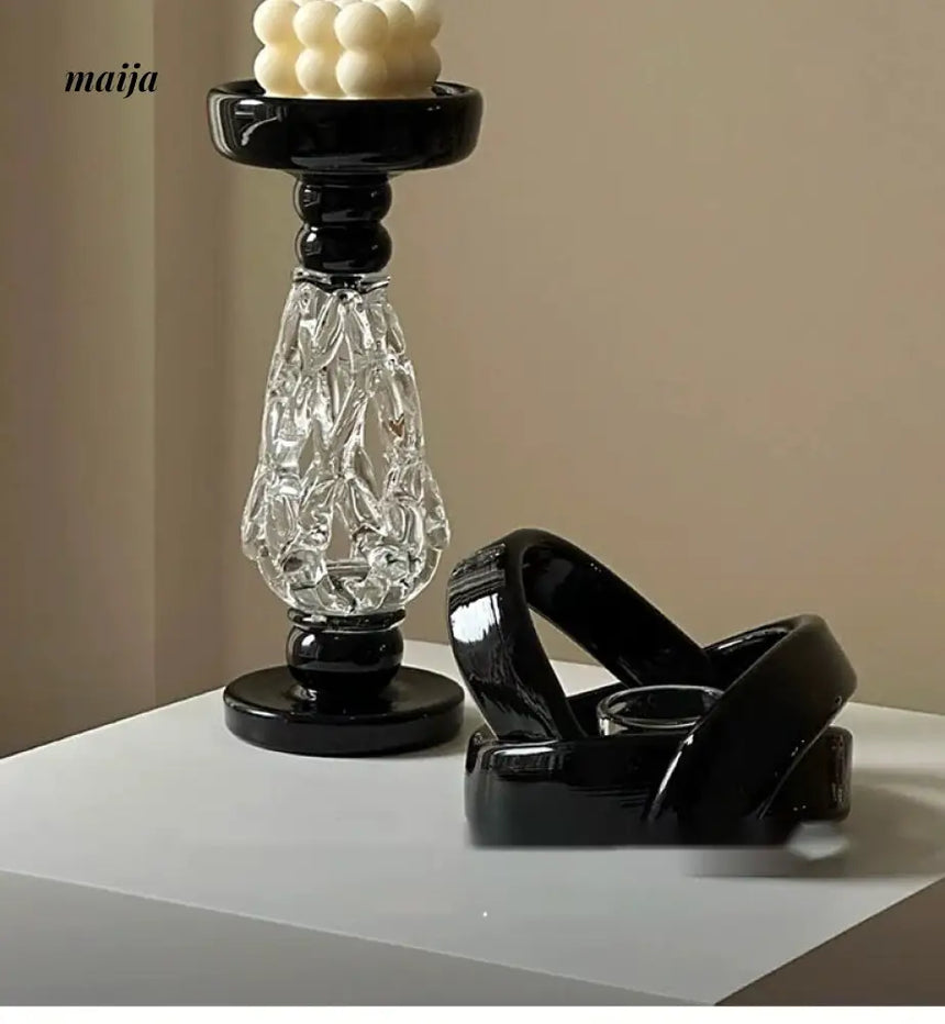 GUIFOU Retro Baroque Glass Candlestick from GUIFOU