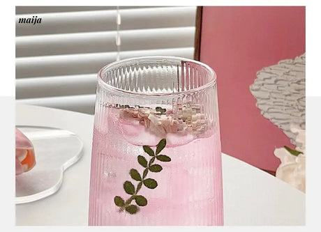 BANKE Striped Glass Latte Coffee Cup Cute Design from BANKE