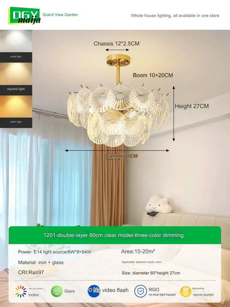 GVG Crystal Scallop Shell Ceiling Lamp from Kaiyashi