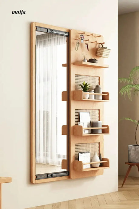 ALING Slideable Solid Wood Rack Plus Full Length Mirror from maija