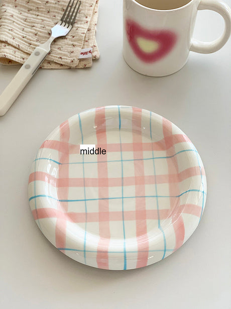 YASUKI Jinlian Vibrant Colorful Lattice Ceramic Plate from YASUKI