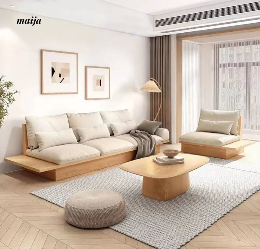 Japanese Style Solid Wood Modular Sofa with Storage from maija