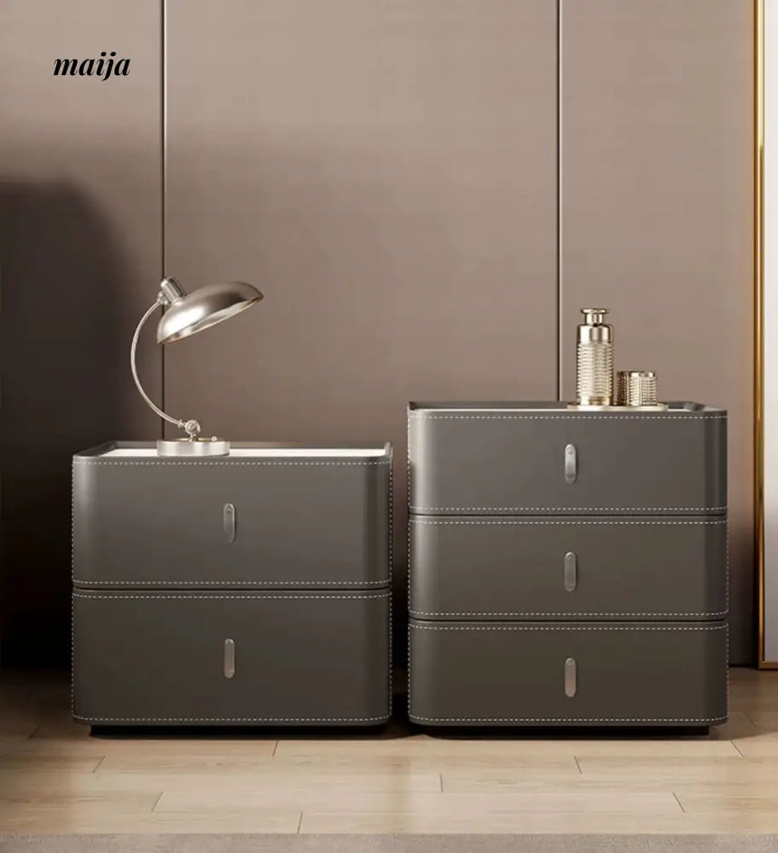 Matteo Leather Wrapped Bedside Table from maija