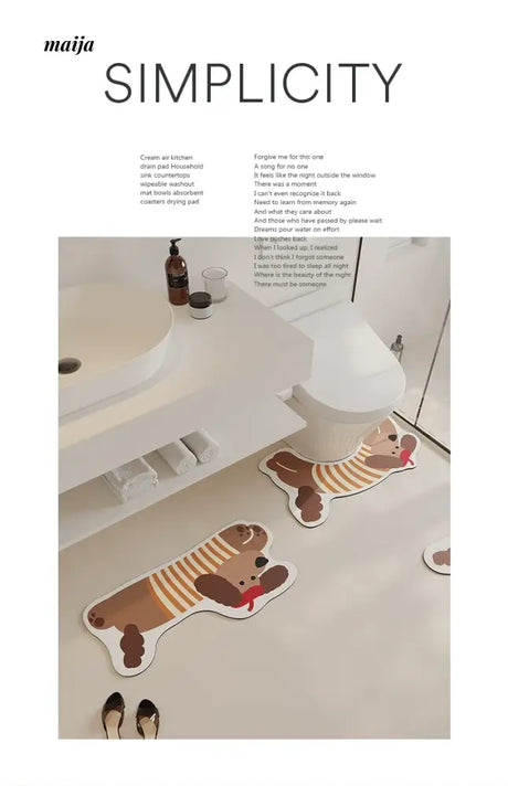 French Sausage Puppy Bath Mat from maija