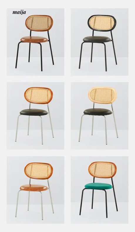 Evie Leather Rattan Dining Chair from Ouqi