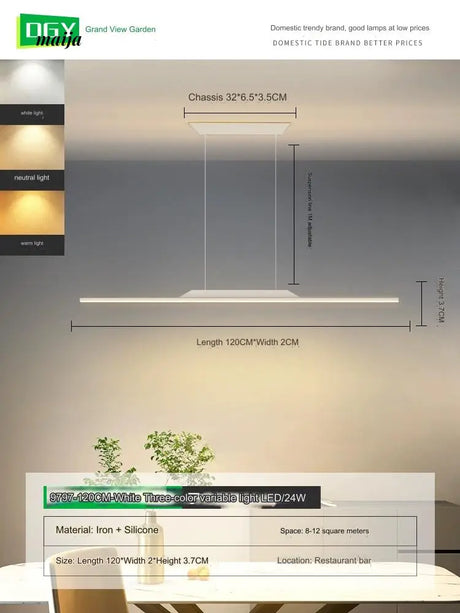 GVG Minimalistic Long Bar Ceiling Lamp from GVG