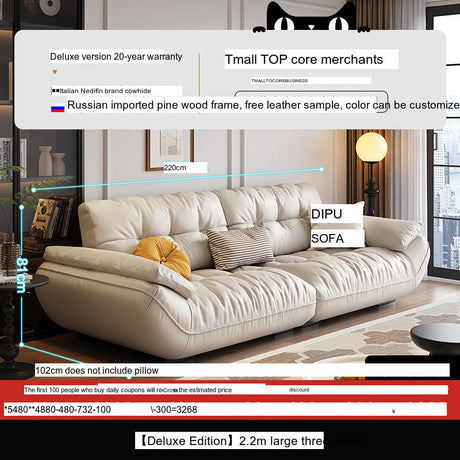 DIPU Cassius Minimalist Cream Leather Sofa from DIPU
