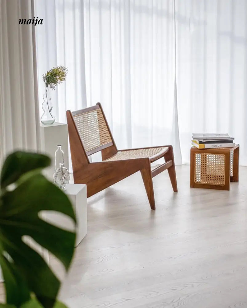 Rattan Wooden Square Stool from maija